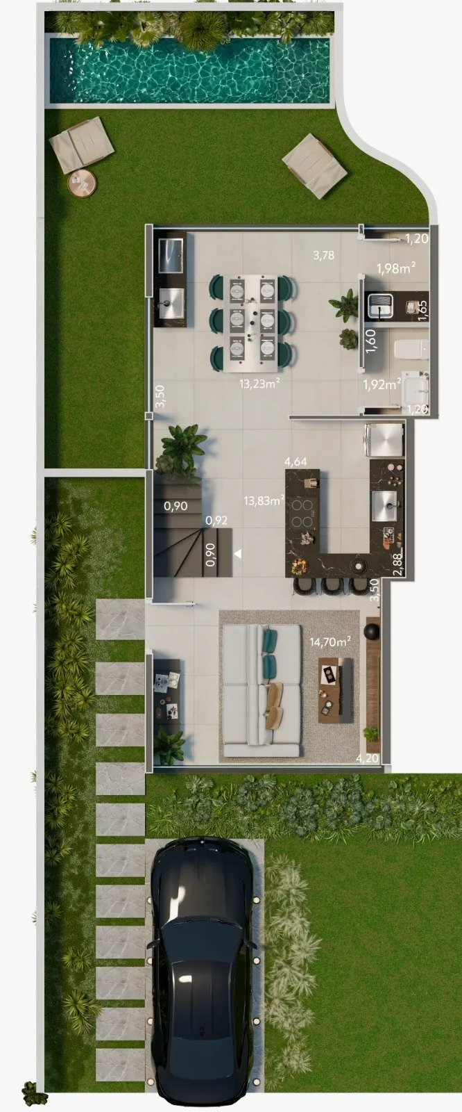 Planta humanizada do térreo — Casas 01 e 05